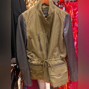 CLUB MONACO Utility Jacket with leather sleeves Size S